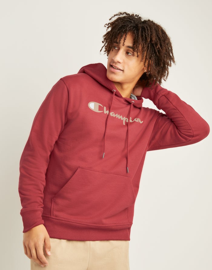 Champion Hoodie Heren - Koraal - Powerblend Fleece Script Logo ( 439582-YXS )